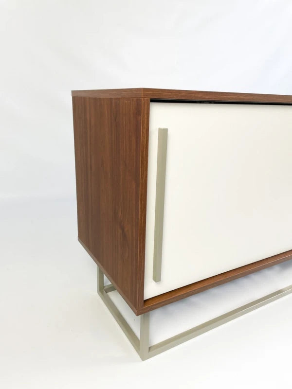 TABERO – Brown & White Sideboard with Stainless Steel Base