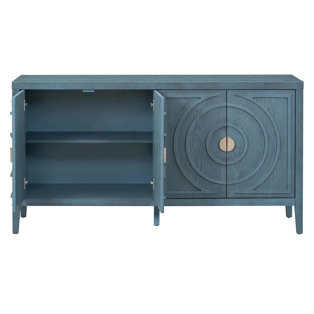 IVY – Retro Antique Blue Side Board with Artistic Patterned Doors