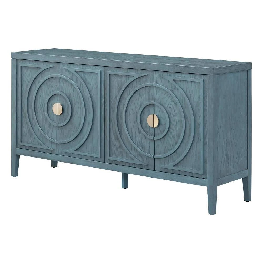 IVY – Retro Antique Blue Side Board with Artistic Patterned Doors