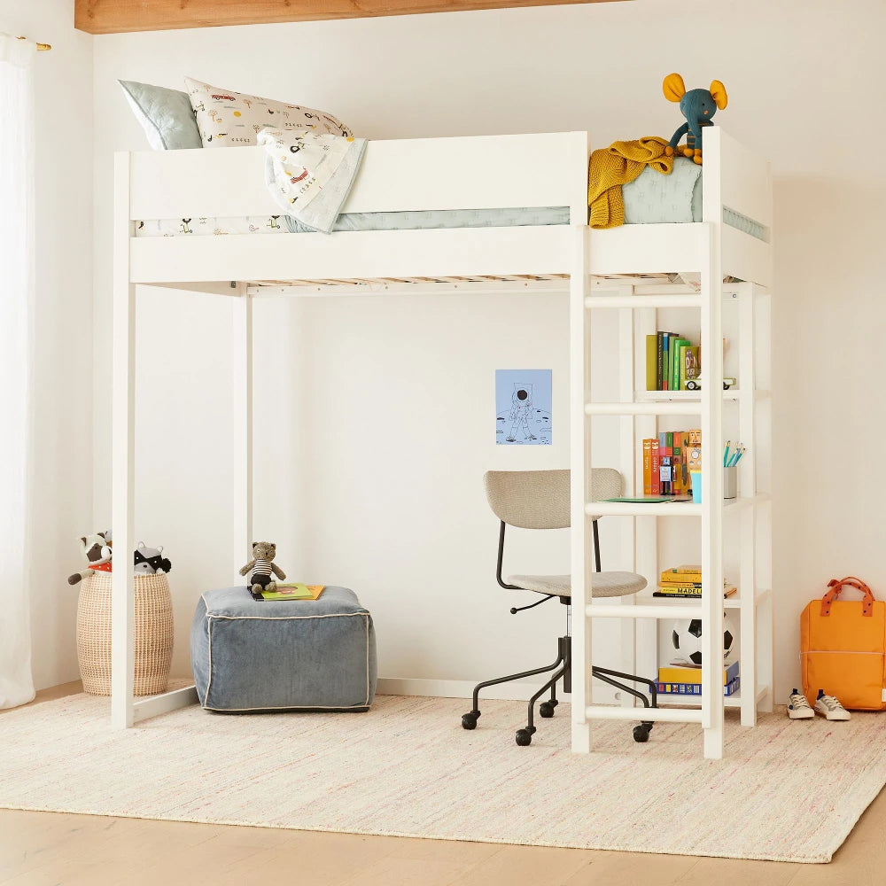NOYA- White Contemporary Bunk Bed With Separate Single Bed