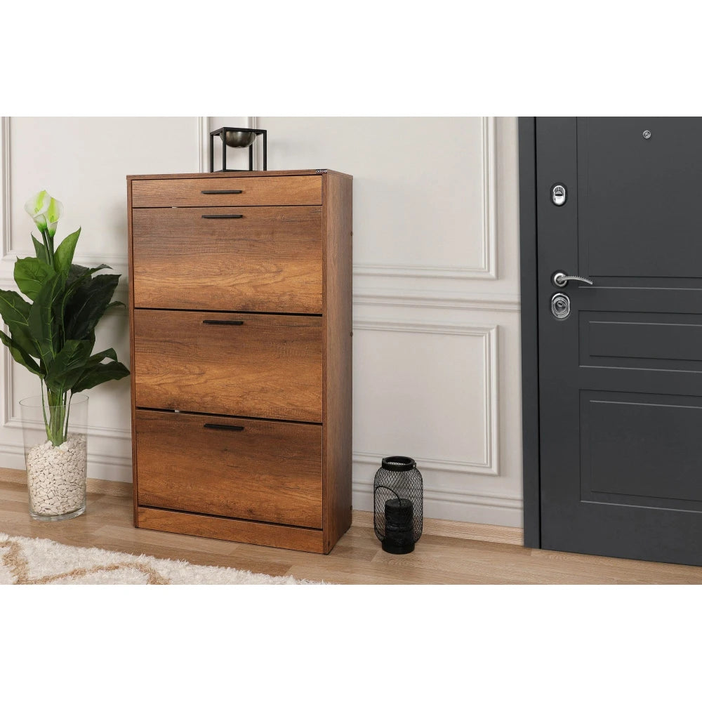 CIREL – Textured Brown Flip Style Shoe Cabinet
