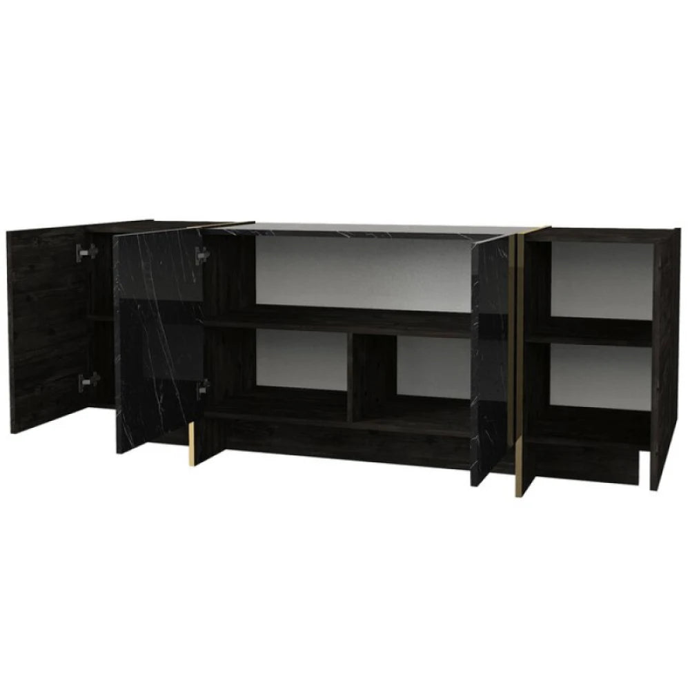 RIBON – Black High Gloss Finish Marble Pattern Sideboard