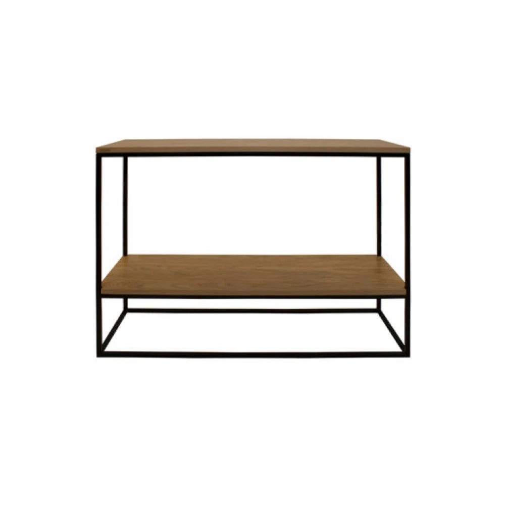 FERUM – Light Brown Console Table with Black Metallic Frame