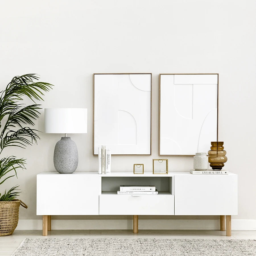 LAYRA – Contemporary Style White & Oak Brown Side Board