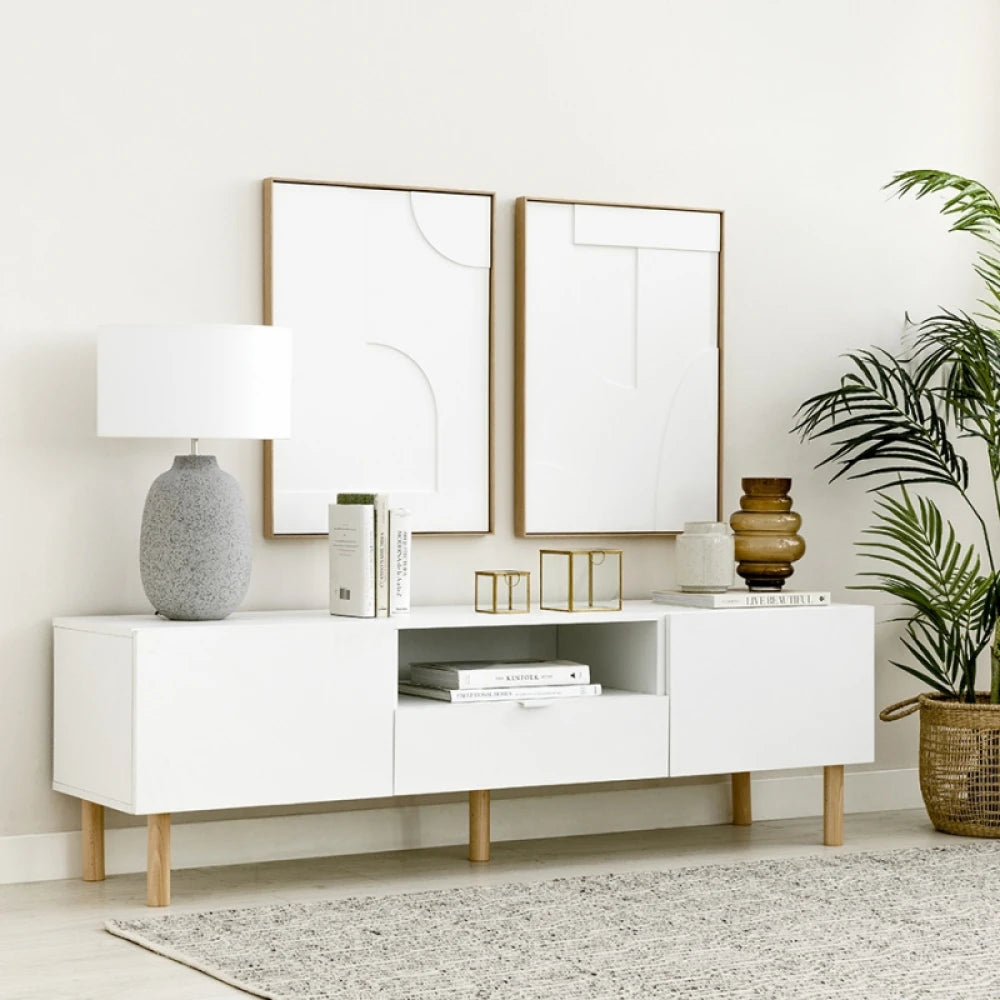 LAYRA – Contemporary Style White & Oak Brown Side Board