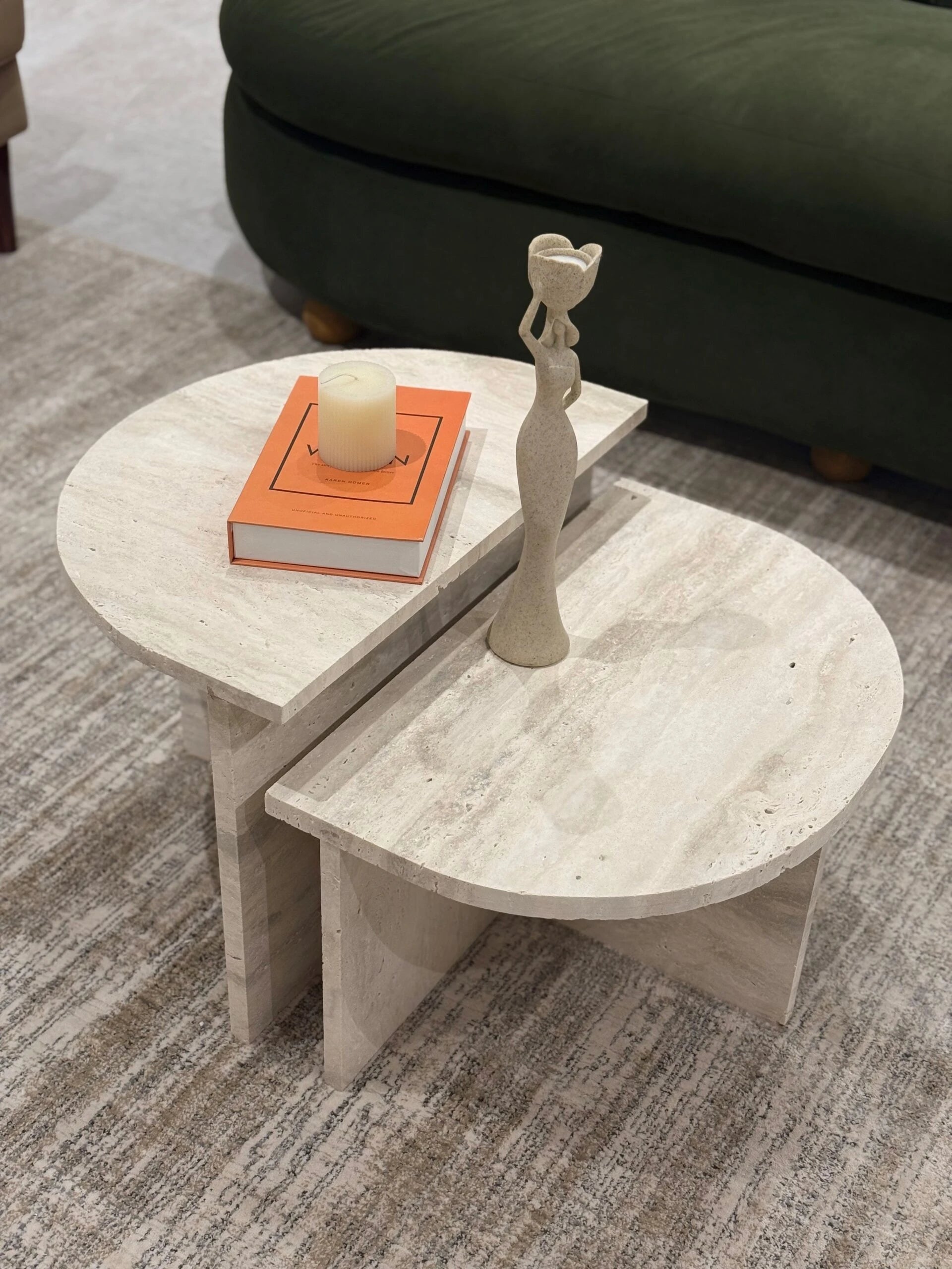LIGNA – Contemporary Design Travertine Coffee Table Pair