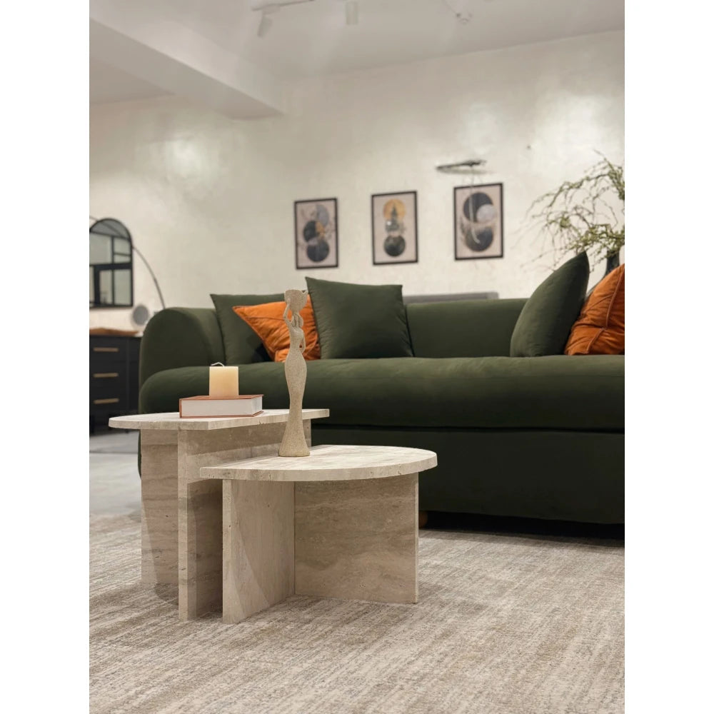 LIGNA – Contemporary Design Travertine Coffee Table Pair