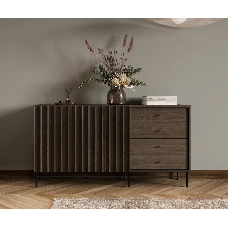 REGENCY – Dark Brown Side Board with Black Metallic Frame
