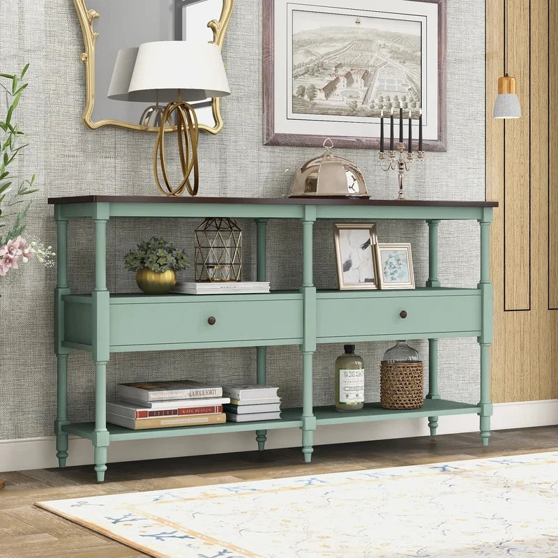 EDO – Green & Dark Brown Polish Finish Console Table