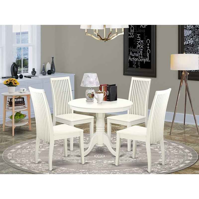 CAIDEN - White Round Dining Table Set