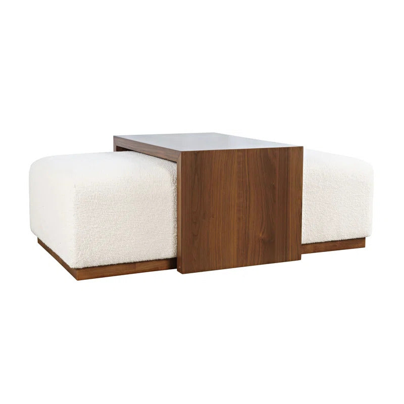 SOLITER - Dark Walnut Brown Cushioned Coffee Table