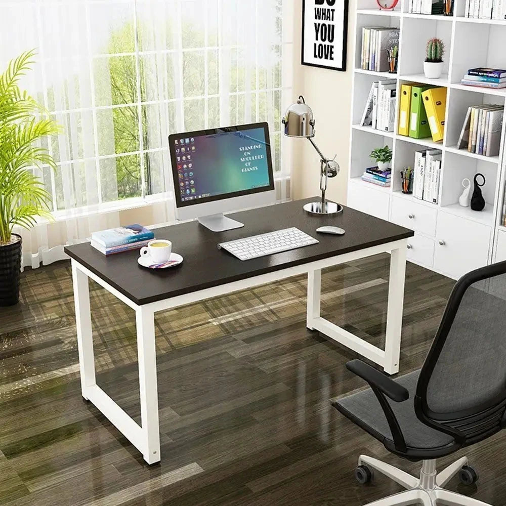 EDZER – Black & White Manager Table with Metallic Frame
