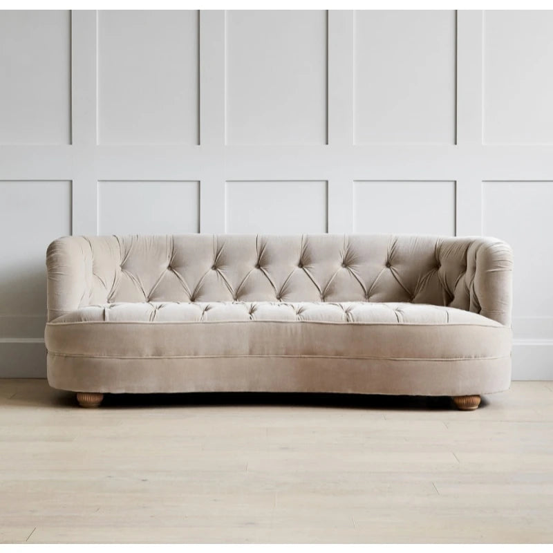 KUFEH – Beige Curved Three Seater Sofa