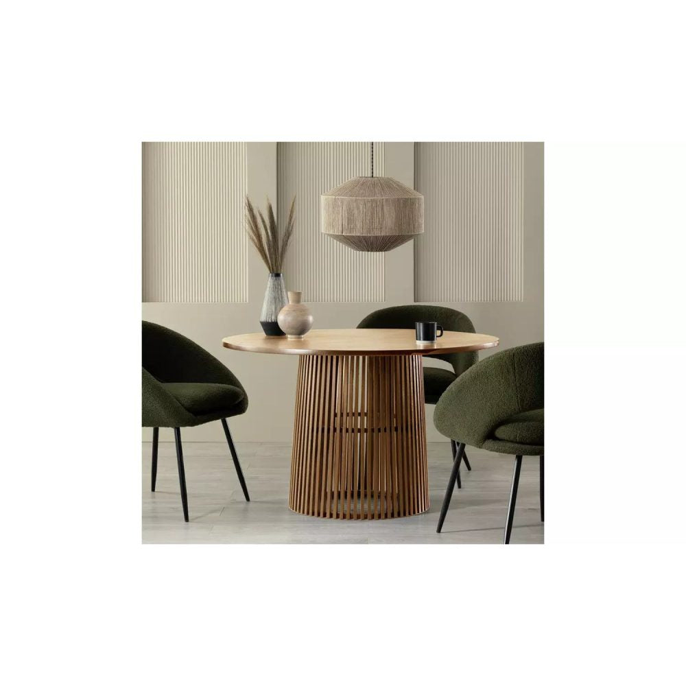 CHOW - Walnut Brown & Green Dining Table Set