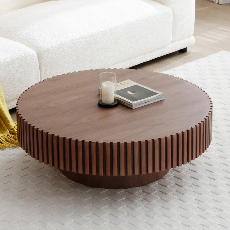 STARTUM - Walnut Brown Round Coffee Table