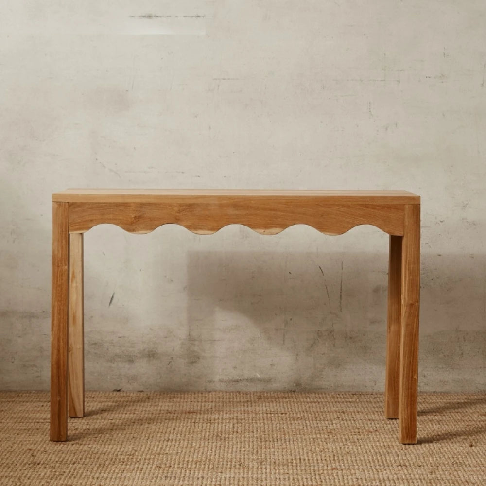 AVES – Natural Oak Brown Polish Finish Console Table