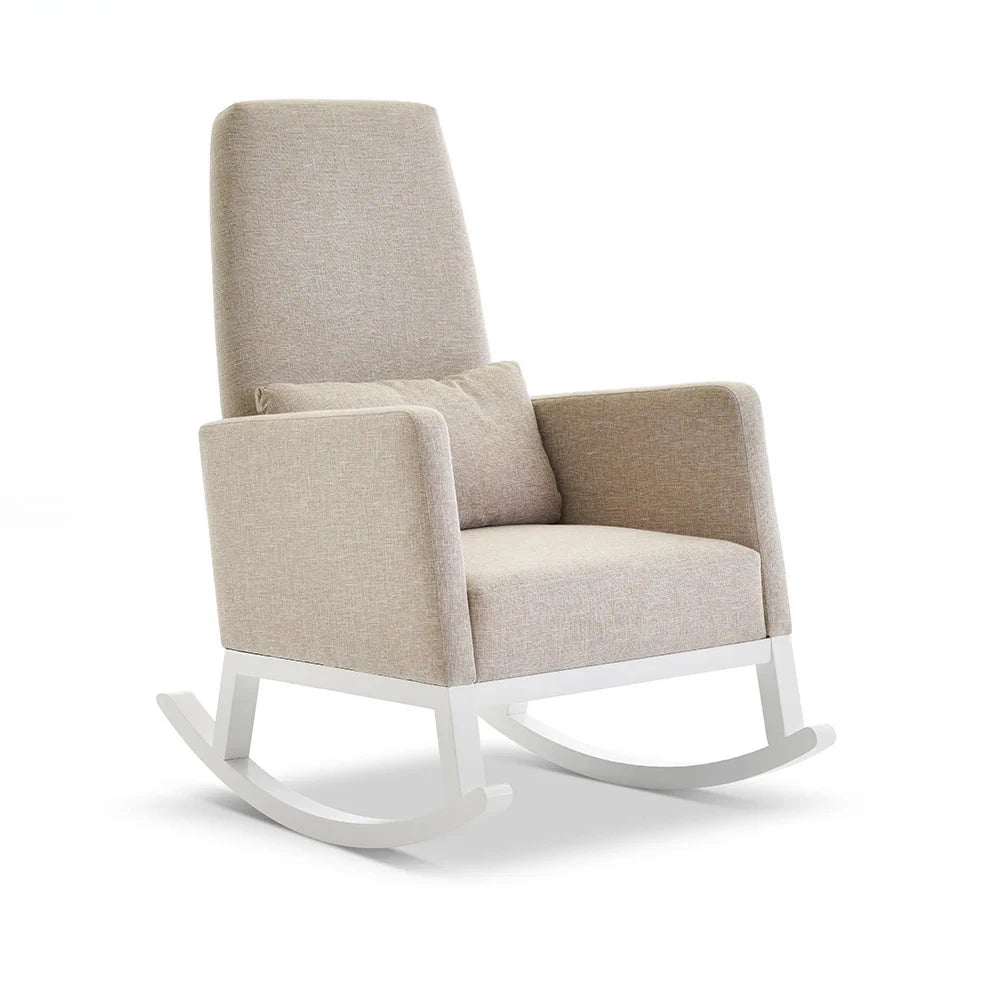 MILO – Contemporary Style High Back White & Beige Rocking Chair