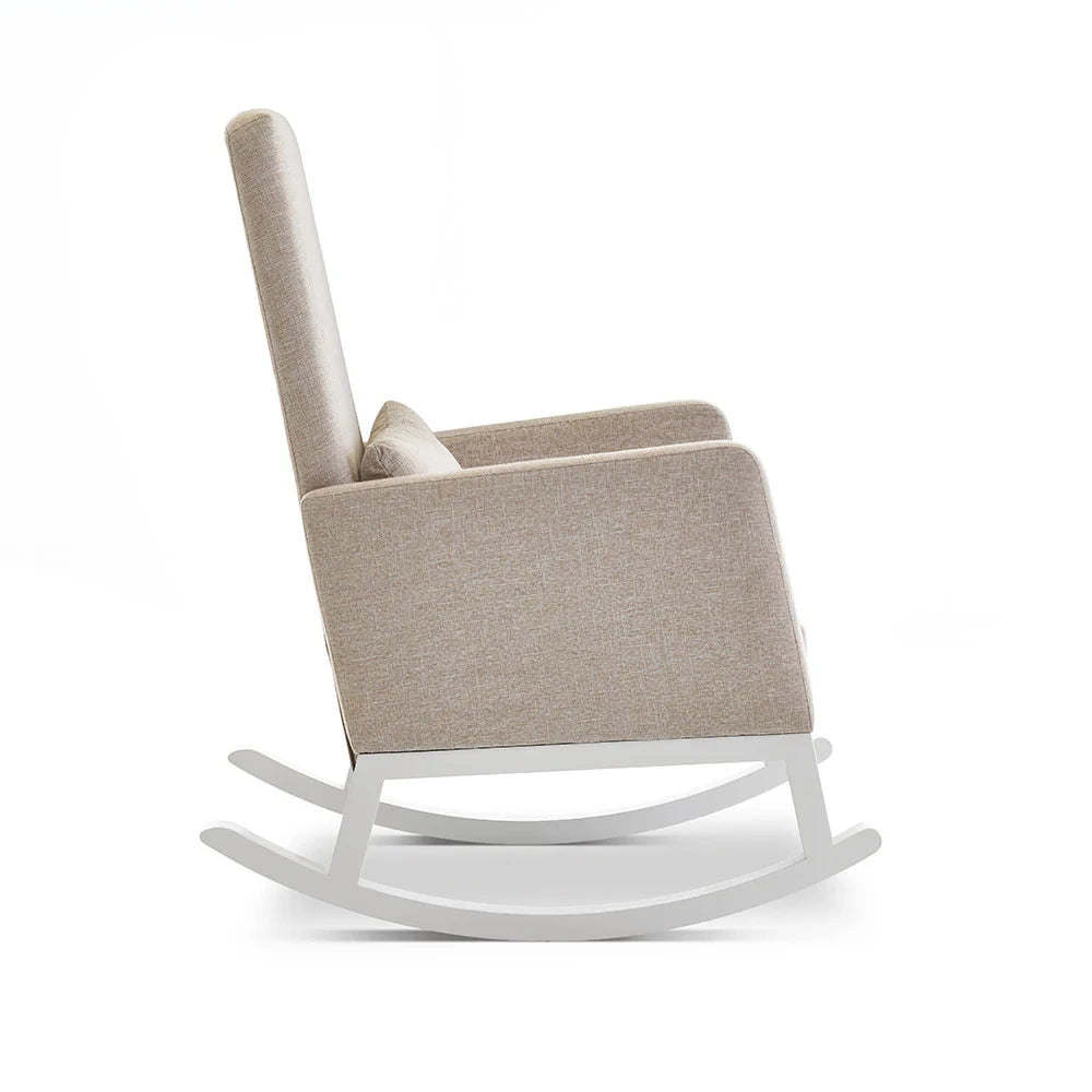 MILO – Contemporary Style High Back White & Beige Rocking Chair