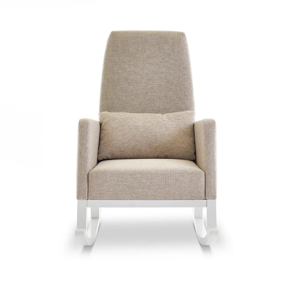 MILO – Contemporary Style High Back White & Beige Rocking Chair