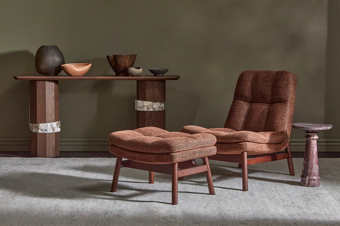HARBOR – Mid-Century Inspired Dark Brown Footrest Stool