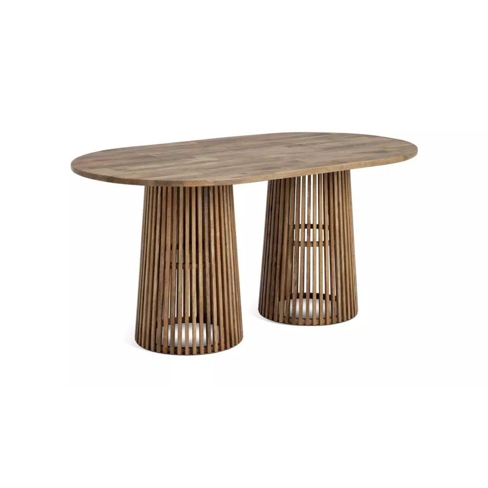 GRUB - Seven Piece Modern Dining Table Set in Walnut Brown & Green