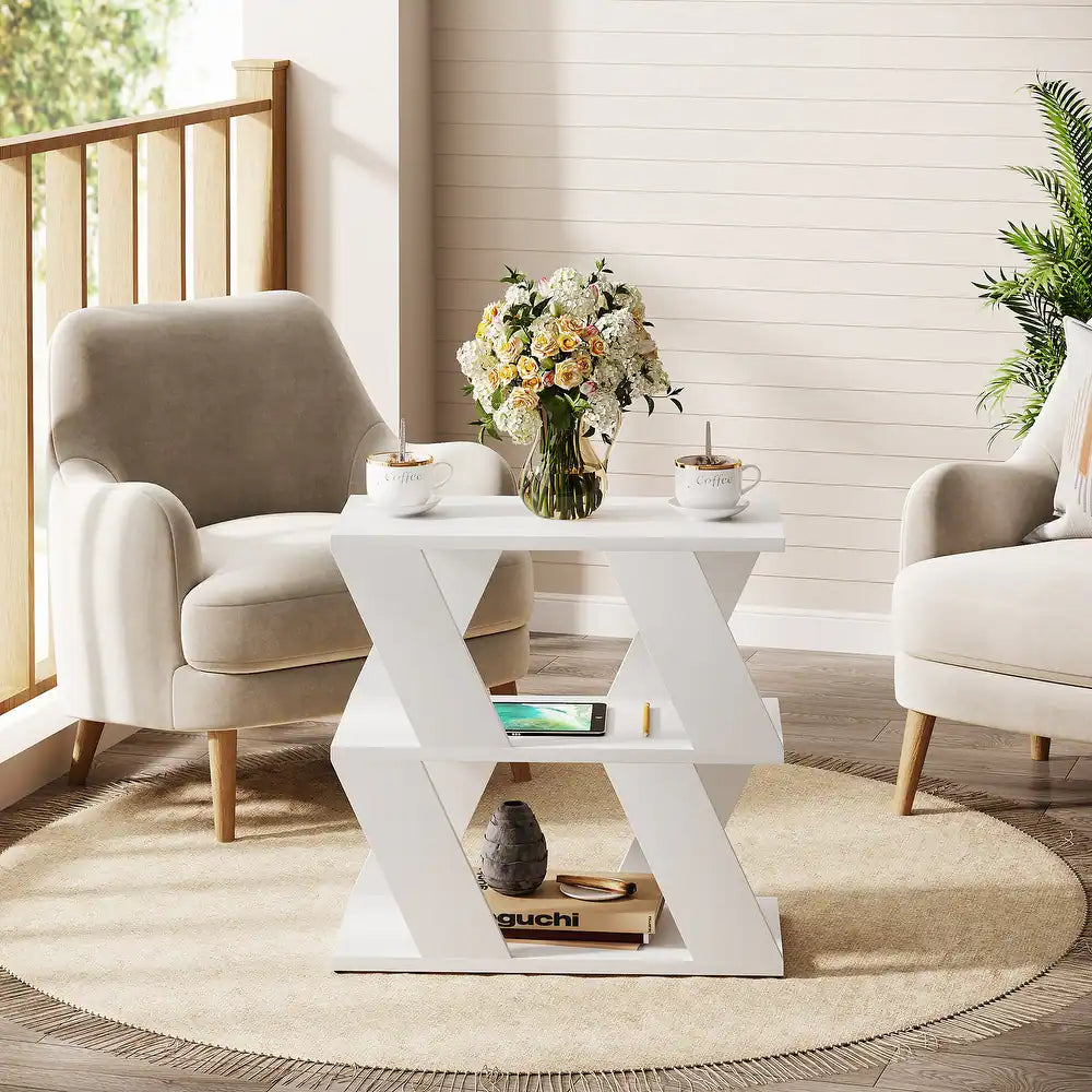 HLITCHER -Modern Design End Table White
