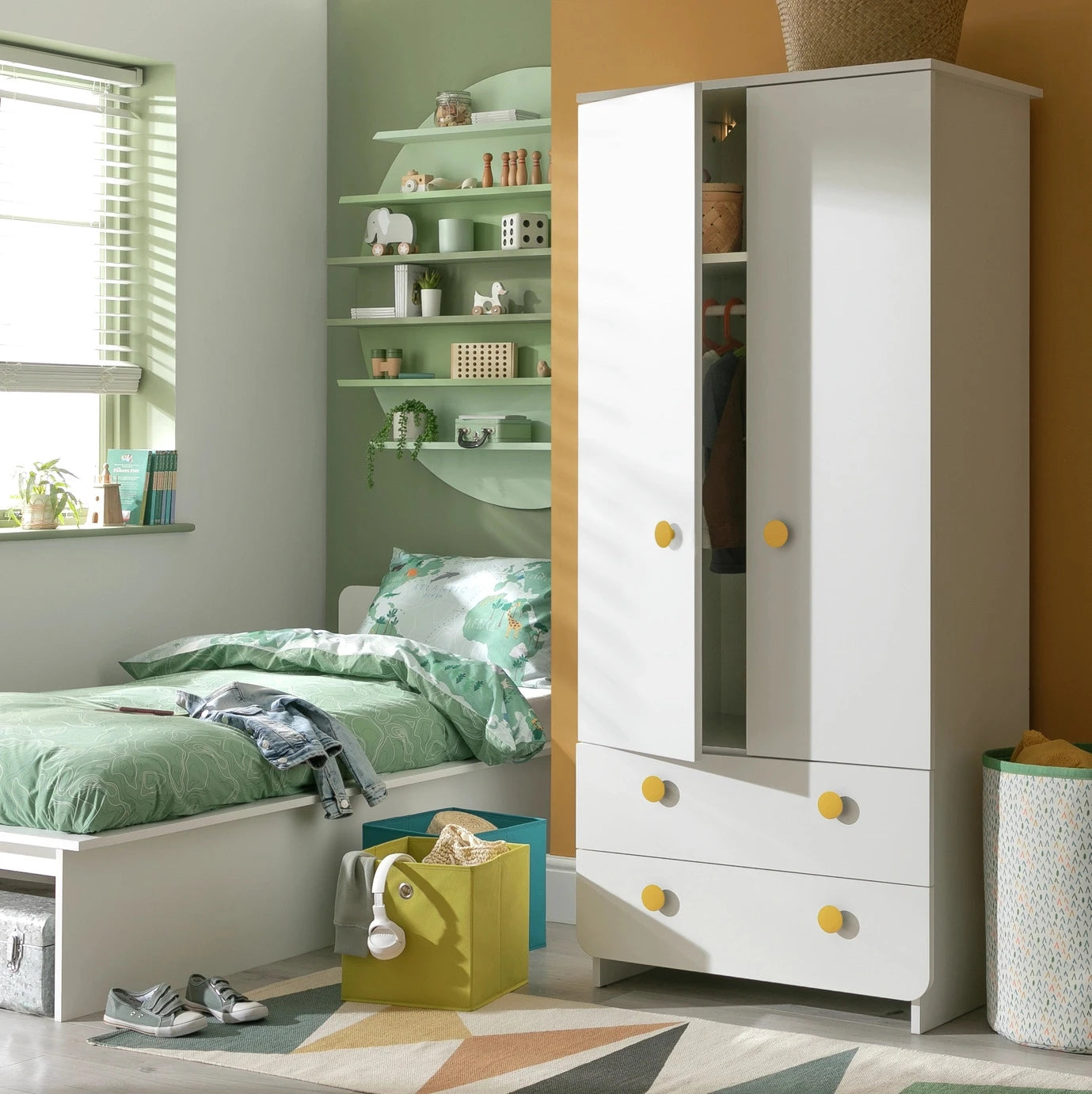ECRUISE – Two Doors Compact Style White Kids Wardrobe