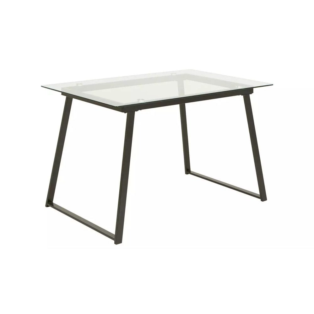GLASGOW - Black and Beige Dining Table Set with Glass Top