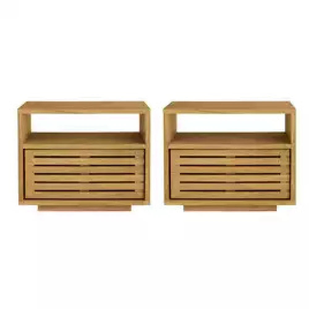 SANOR – Light Brown Slated Drawer Night stand Pair