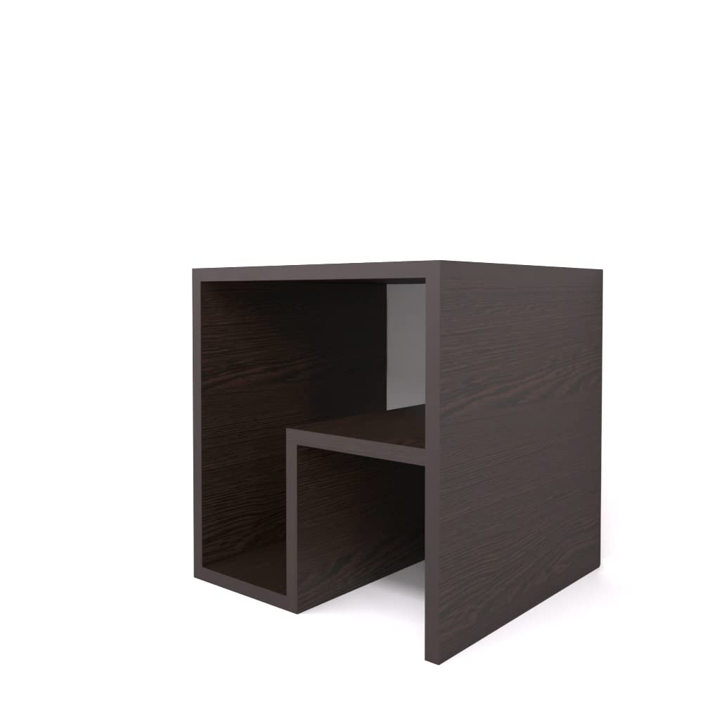 SNORRE - Dark Brown Storage Side Table Black