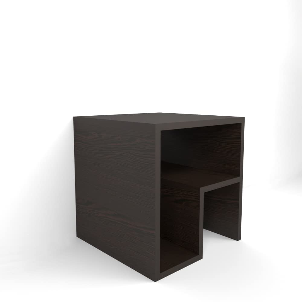 SNORRE - Dark Brown Storage Side Table Black