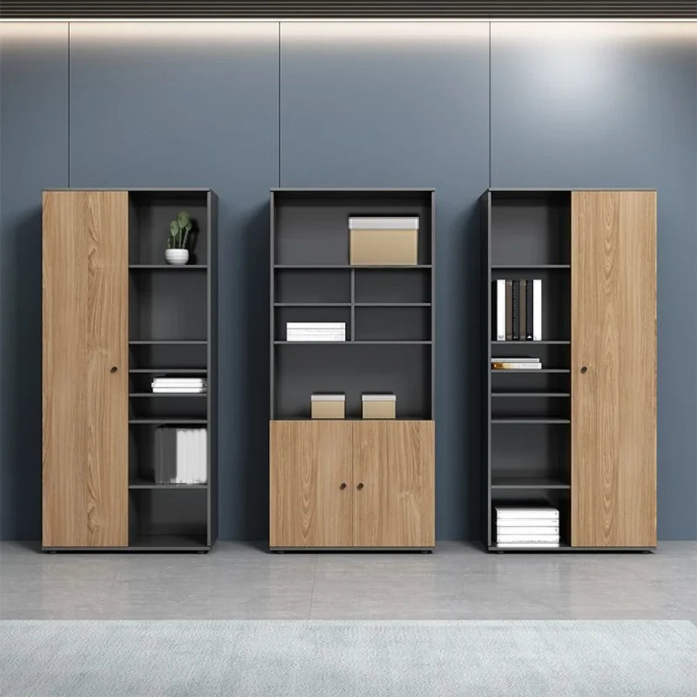 REED – Modular Black & Oak Brown Office Storage Book Rack