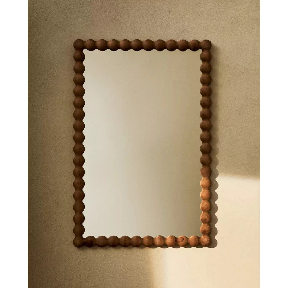 CLARETTE – Contemporary Style Brown Scalloped Wall Mirror