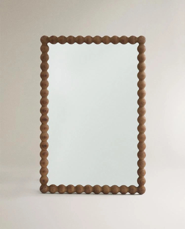 CLARETTE – Contemporary Style Brown Scalloped Wall Mirror