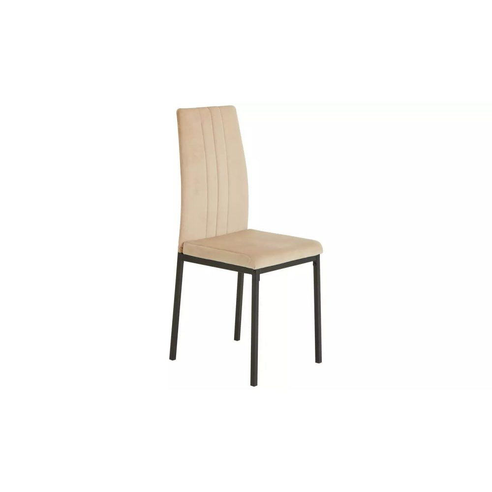 GLASGOW - Black and Beige Dining Table Set with Glass Top