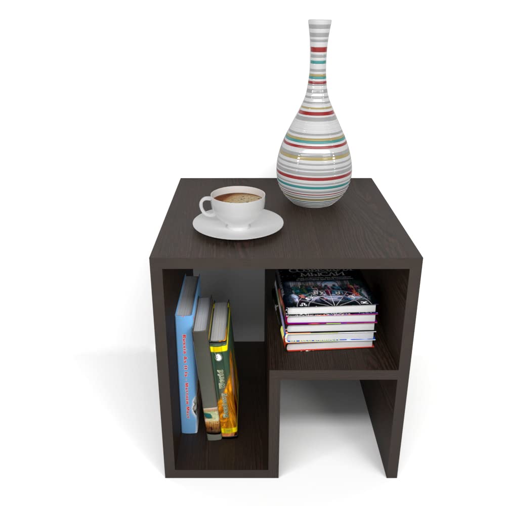 SNORRE - Dark Brown Storage Side Table Black