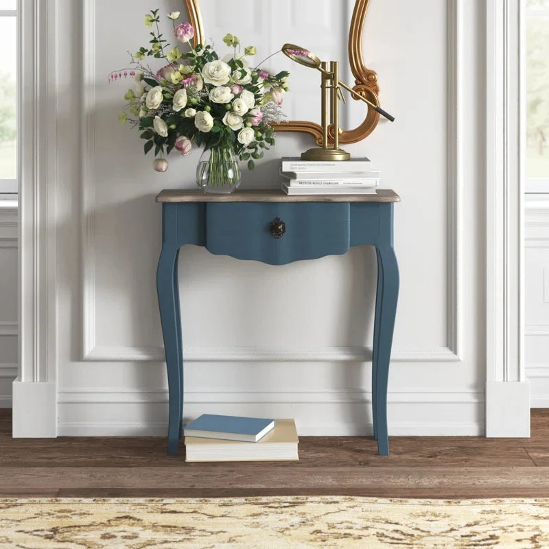 EDITH – Blue Country Style Console Table with Grey Top