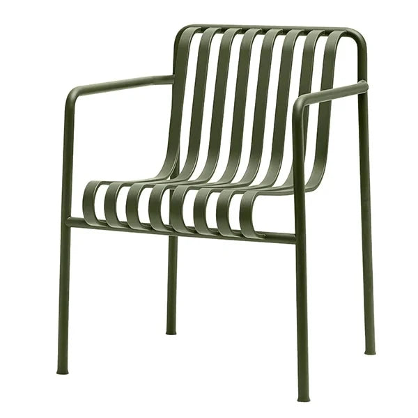 OLAV – Olive Green Curved Metallic Patio Chair