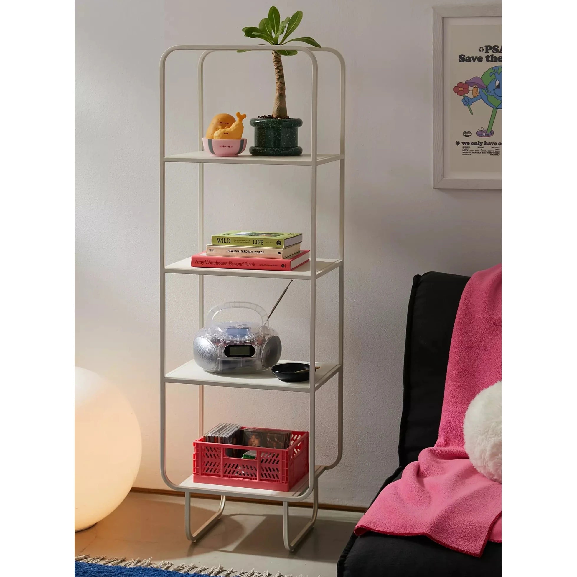 POMPOUS – Curved Edges Metallic Bookshelf White