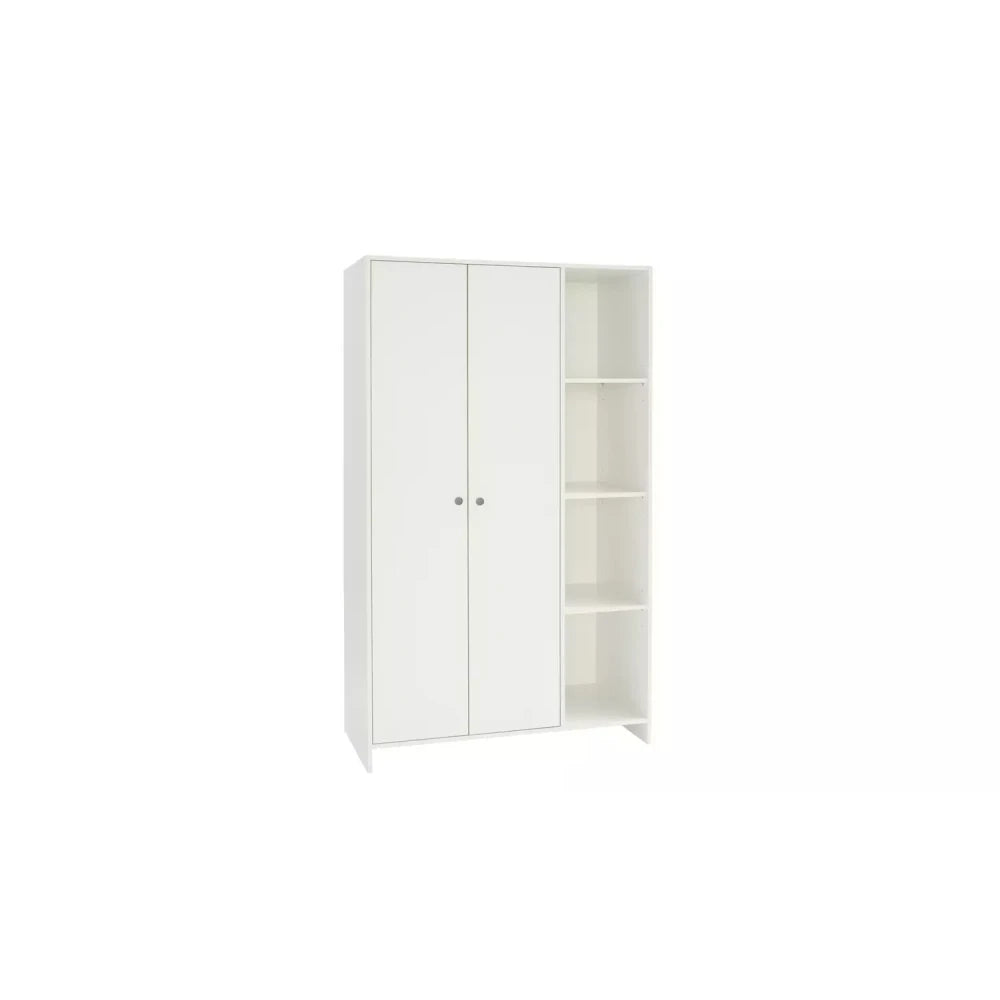 CLINCH – White Two Door Wardrobe with Storage Shelves