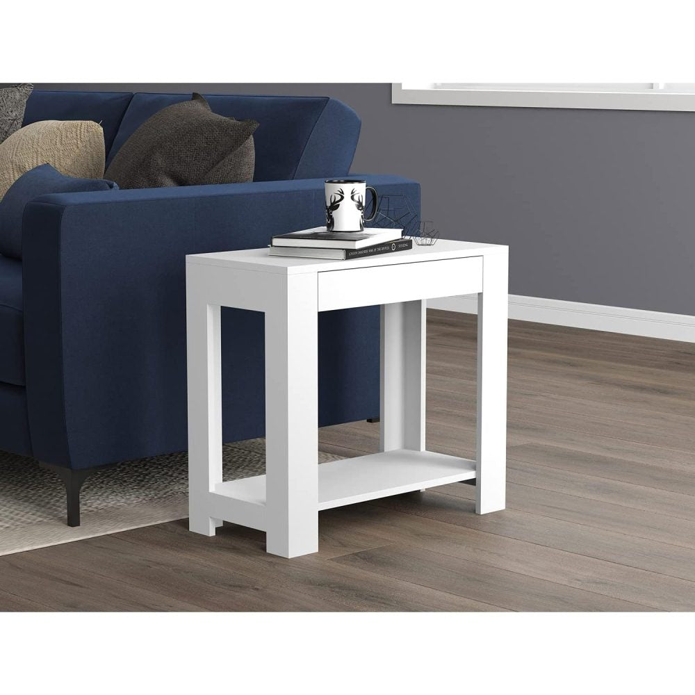 MADLY - Storage End Table Wooden White