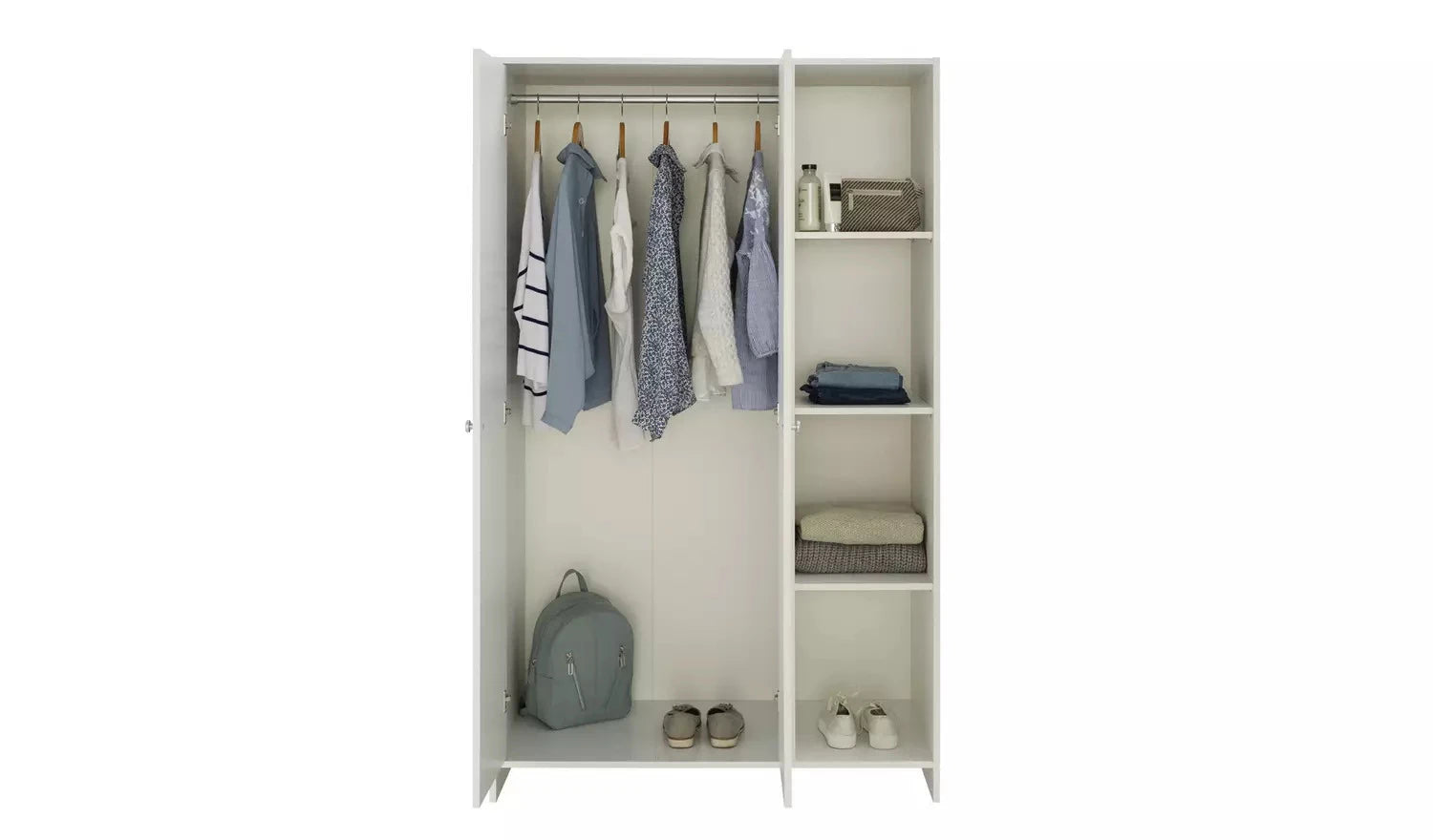 CLINCH – White Two Door Wardrobe with Storage Shelves