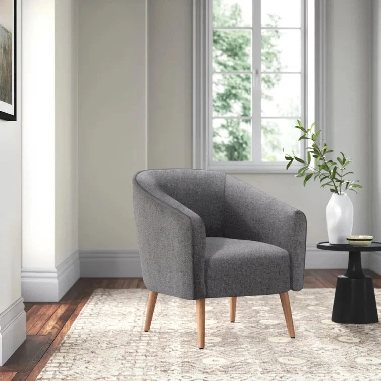 RHINO – Grey Accent Chair with Oak Brown Legs