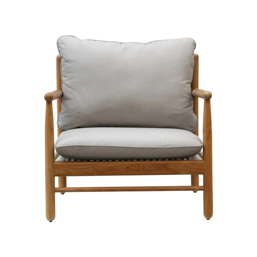 ARLO – Cane Work with Grey velvet Upholstery Arm Chair