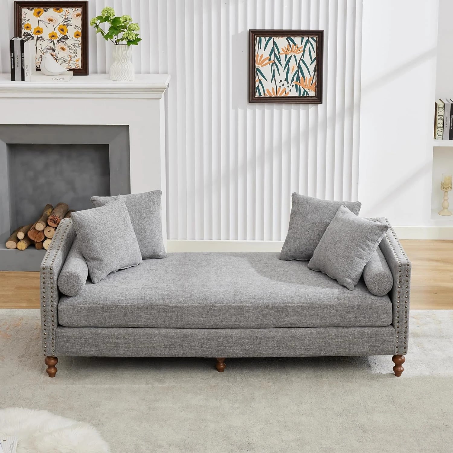 VELIN – Mid Century Style Grey Chaise Lounge