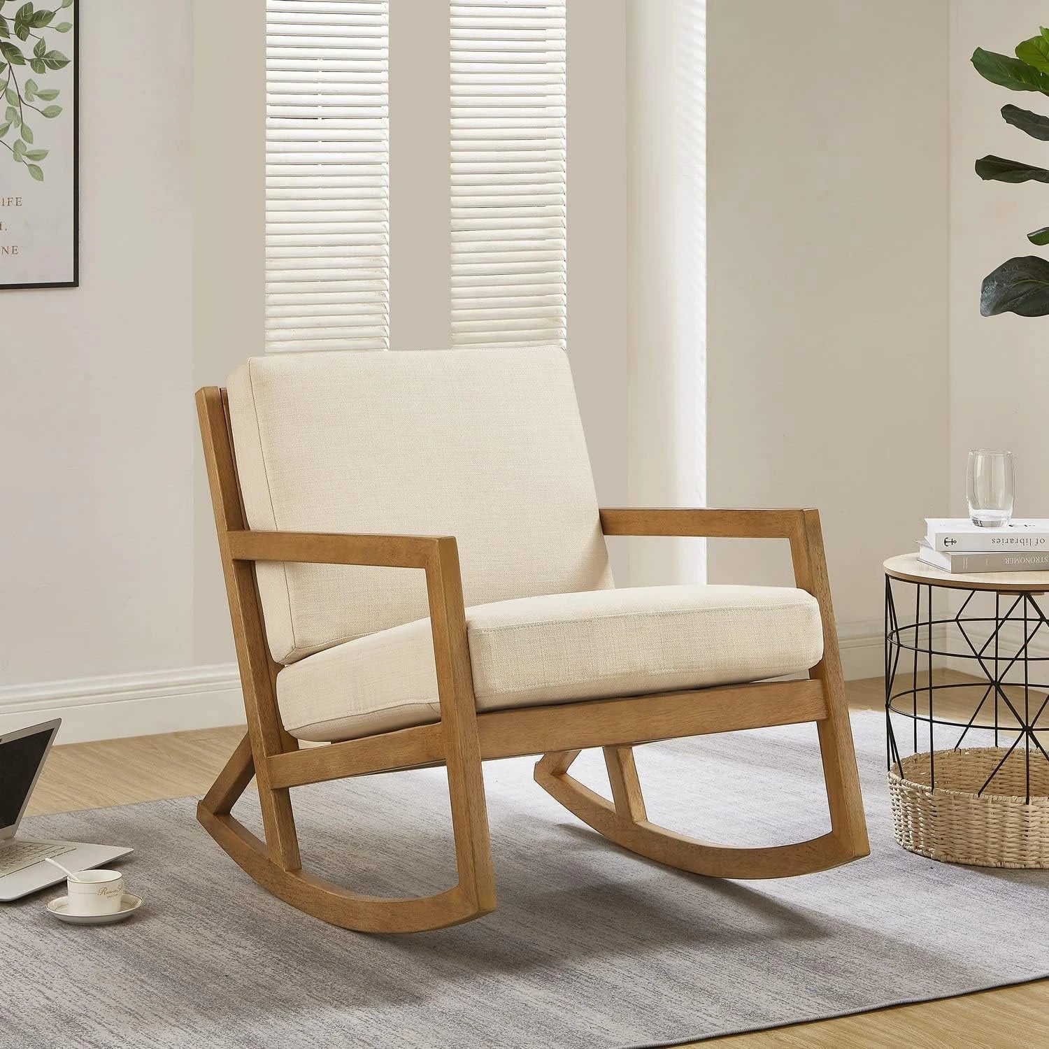 WISP – Classic Style Medium Brown & Off-White Rocking Chair