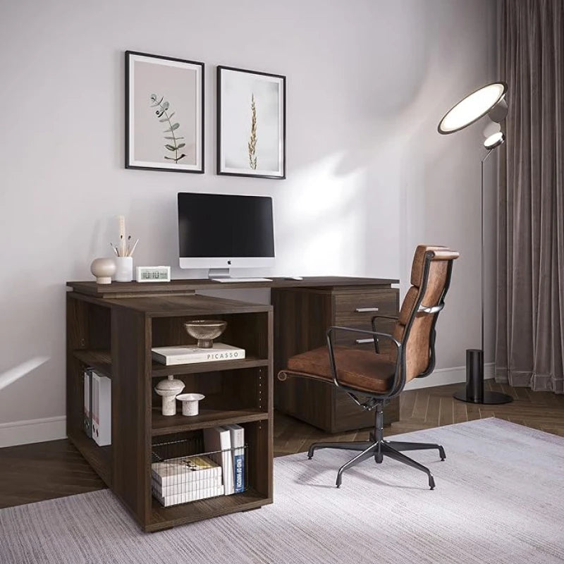LEEYA – Dark Brown Vintage Style Manager Table
