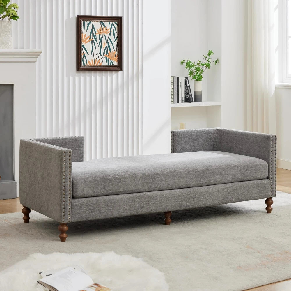 VELIN – Mid Century Style Grey Chaise Lounge