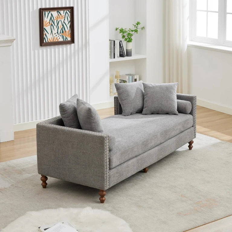 VELIN – Mid Century Style Grey Chaise Lounge