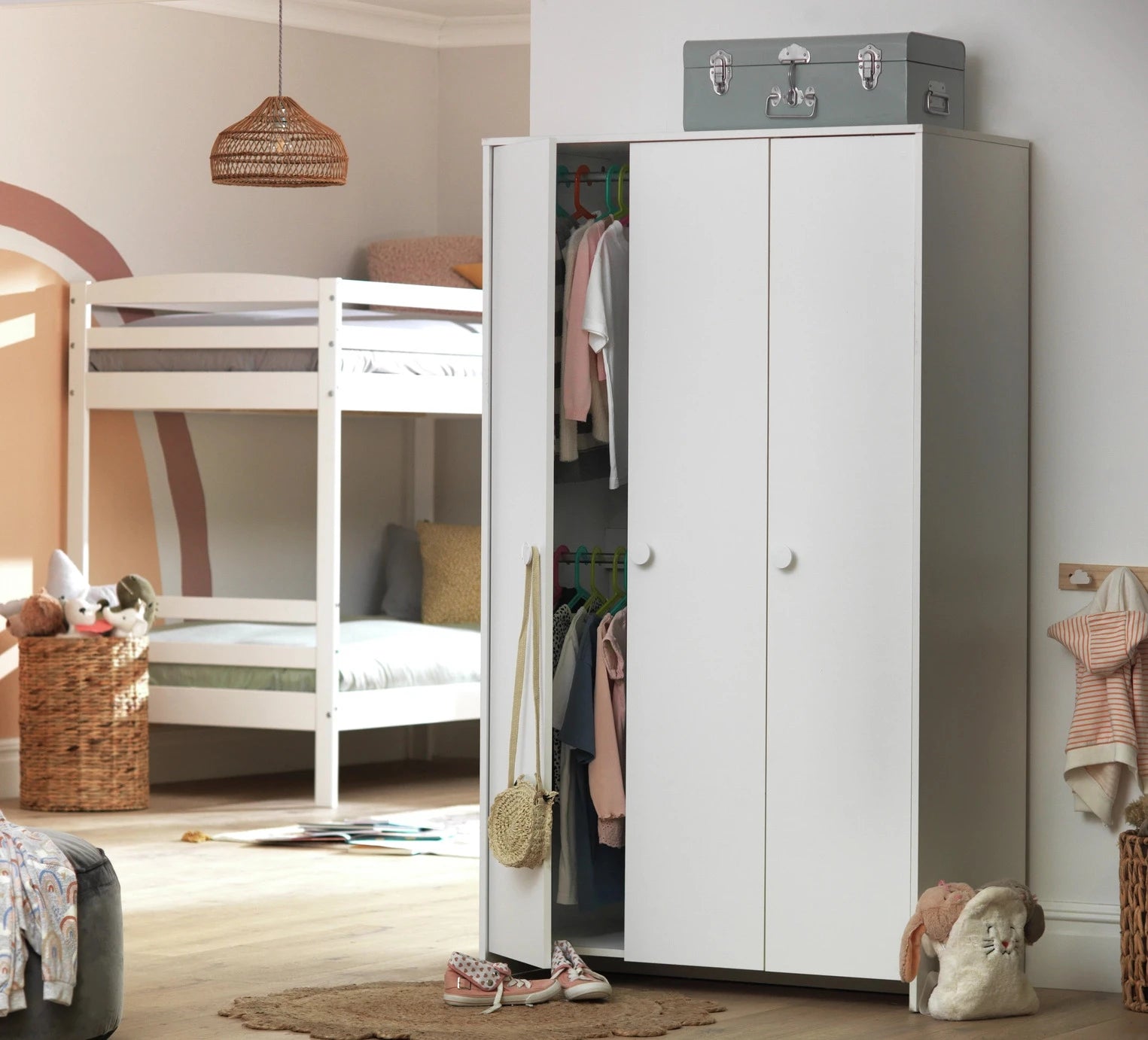 VELMORA – Contemporary Style White Three Door Kids Wardrobe